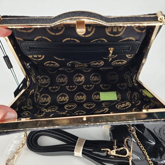 Ameri Mode Black Faux Fur & Glitter Convertible Purse Women’s One Size - Picture 9 of 15